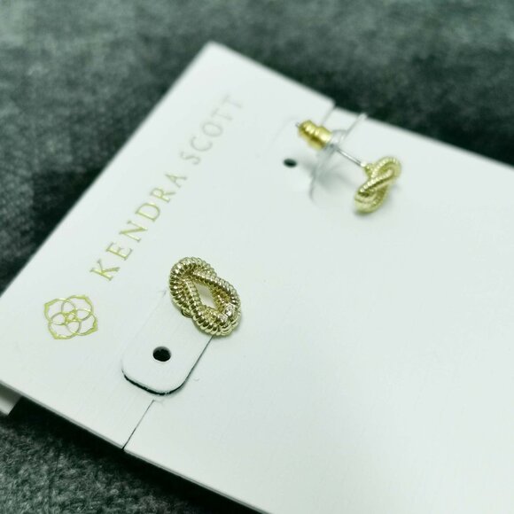 Authentic Kendra Scott Annie Gold Stud Earrings - Picture 2 of 3